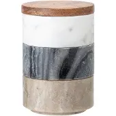 Bloomingville Gefäß mit Deckel Mael, Weiß, 3x210 ml, Marmor, Maße D7,5xH11,5 cm