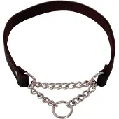 Dogman Lederhalsband für Hunde mit Korrekturkette 18mmx50cm