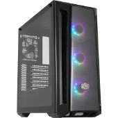 Cooler Master MasterBox MB520 ARGB, Midi Tower, PC, Schwarz, ATX, EATX, micro ATX, Mini-ITX, SSI CEB, Kunststoff, Stahl, Gehärtetes Glas, 16,5 cm
