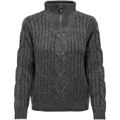JDY Stehkragenpullover "JDYANDREA L/S ZIP CABLE PULLOVE KNT NOOS" Materialmix