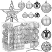 Hobby Hall Weihnachtskugeln - - 100 Stück - Unzerbrechlich - Silber - Ø 3/4/6 cm