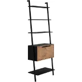 DTP Home Regal Cosmo Teak und Metall, Industrial Design mit Klapptüren, natur schwarz, 70x35x200 cm