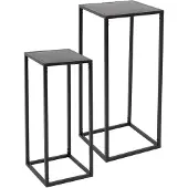 ML-Design | 2er-Set Pflanzenständer Wendy Schwarz Metall 20x20x60 cm | NADUVI