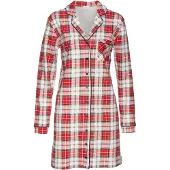 LASCANA Sleepshirt aufgesetzte Tasche mit Karomuster und Paspeln