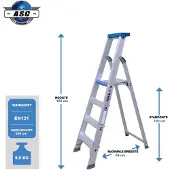 Asc Stufenstehleiter BT-4 einseitig 4 Stufen mit 3,00m Arbeitshöhe