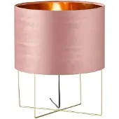 FISCHER&HONSEL GMBH Tischleuchte Metall/Stoff 1-flammig Hx 430x350 mm Aura goldfarben Stoffschirm samt-rose innen gold