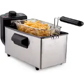 Alpina Friteuse - Bratpfanne - 3 Liter - 2000 Watt - Edelstahl - Mit Thermostatknopf