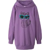 Bonprix Sweatkleid , Mädchen, Gr. 128/134, N-Gr, lila (ultraviolett), Obermaterial: 100% Baumwolle, oversize, Kleider Sweatkleid, für den Alltag, aus Baumwolle, Oversize-Passform