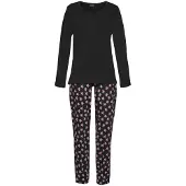 Vivance Pyjama mehrfarbig Gr. 32/34 für Damen. Rundhals und Allover-Druck. Basic. Nachhaltig.