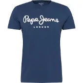 Pepe Jeans T-Shirt , Herren, Gr. M, blau (595navy), Single Jersey, Obermaterial: 95% Baumwolle, 5% Elasthan, bedruckt, normal, Rundhals, Shirts T-Shirt, mit Markenprint vorne