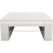 ML-Design Couchtisch in hochglanz Weiß, Geräumiger Wohnzimmertisch/Loungetisch aus Spanplatte mit Glasablage und 4 Fächern an den Seiten, 100x42x60 cm