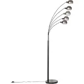 QAZQA Design Stehlampe Schwarz mit Rauchglas 5 Flammig Sixties Marmo