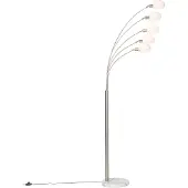 QAZQA Design Stehleuchte Stahl mit Opalglas 5-flammig - Sixties Marmo