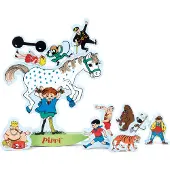Peppi Pitkätossu Micki Pippi Langstrumpf Holz-Balancierpuzzle mit Figuren, 12-teilig
