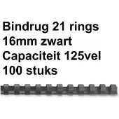 GBC Binderücken, Plastik, Ø 16 mm, 100 Stück, schwarz