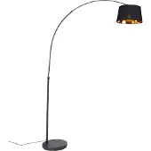 QAZQA Moderne Bogenlampe Schwarz mit Gold Arc Basic