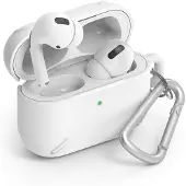 Ringke Silikon Hülle, Schutzhülle für Apple Airpods Pro, weiß inkl. Karabiner Haken