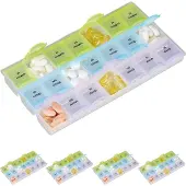 Relaxdays 5 x Tablettenbox 7 Tage 3 Fächer Transparent