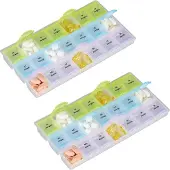 Relaxdays 2 x Tablettenbox 7 Tage 3 Fächer Transparent