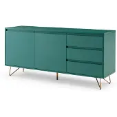 SalesFever Sideboard aus MDF | 2 Türen und 3 Schubladen | Beine Metall mit Messinglegierung | B 150 x T 40 x H 70 cm | grün
