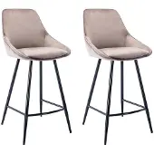 Vente-unique 2er-Set MASURIE Barhocker - Velours - Farbe taupe