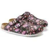 Birkenstock Kay SL Pantolette Blooming Roses Black schmale Weite Gr. 38