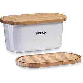 Zeller Brotkasten, Deckel als Brotschneidebrett zu verwenden, Maße: 39 x 23 x 18,5 cm, weiß / natur