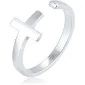 Elli Fingerring Kreuz Geo Größenverstellbar 925 Sterling Silber