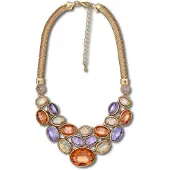 Steuer Modeschmuck Collier mit prachtvollem Strass mehrfarbig