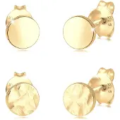 Elli Ohrringe Set Geo Ohrstecker Gehämmert Glänzend 925 Silber Elli Gold