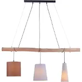 Paul Neuhaus Land Hängelampe braun mit Holz 3-Licht - Vinnie