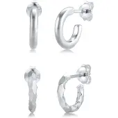 Elli Ohrringe 2Er Creolen Set Minimal Basic Trend 925 Silber Elli Silber