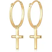 Elli Ohrringe Creolen Hänger Kreuz Glaube Religion 925 Silber Elli Gold