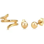 Elli Ohrringe Set Stecker Earcuff Geo Basic Minimal 925 Silber Elli Gold