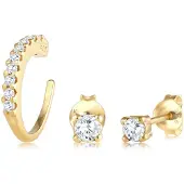 Elli Ohrringe Single Earcuff Zirkona Kristalle Trend 925 Silber Elli Gold