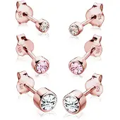 Elli Ohrringe 3Er Set Basic Kristalle 925 Silber Elli Rosegold