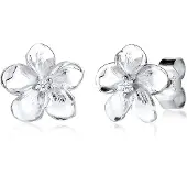 Elli DIAMONDS Ohrringe Frangipani Blüte Diamant Blume 925 Silber Elli DIAMONDS Weiß