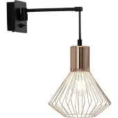 Brilliant Wandleuchte Dalma Schwarz/Kupfer max. 60W E27 ohne Leuchtmittel schwenkbar mit Schalter