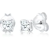 Elli DIAMONDS Paar Ohrstecker Basic Ohrstecker Diamant (012 ct) 925er Silber