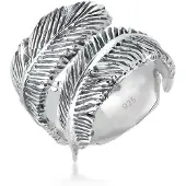 Elli Fingerring Offen mit Feder Design 925 Silber