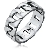 KUZZOI Ring Herren Chunky Chain Look Kette Gllieder 925 Silber Kuzzoi Silber