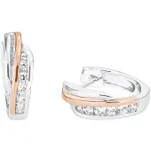 Amor Creolen für Damen, Sterling Silber 925, Zirkonia (synth.) amor Bicolor