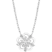 Amor Kette mit Anhänger für Damen, Sterling Silber 925, Zirkonia (synth.) Blume amor Silber