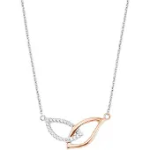 Amor Kette mit Anhänger für Damen, Sterling Silber 925, Zirkonia (synth.) Blatt amor Bicolor
