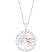 Amor Kette mit Anhänger für Damen, Sterling Silber 925, Zirkonia (synth.) Herz amor Bicolor