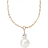 Amor Kette mit Anhänger für Damen, Sterling Silber 925, Zirkonia (synth.) Wachsperle Kugel amor Roségold