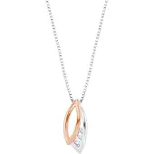 Amor Kette mit Anhänger für Damen, Sterling Silber 925, Zirkonia (synth.) Blatt amor Bicolor