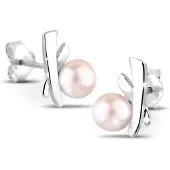 Elli Ohrringe Kreuz Süßwasserzuchtperlen Elegant Stilvoll Silber Elli Rosa