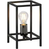 JUST LIGHT LED Tischlampe FABIO Vintage Rahmen aus Eisen, inkl. Schnurschalter schwarz Wohnzimmer, Esszimmer, Schlafzimmer, Flur, Küche