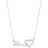 Amor Kette mit Anhänger für Damen, Sterling Silber 925, Zirkonia (synth.) Love amor Silber
